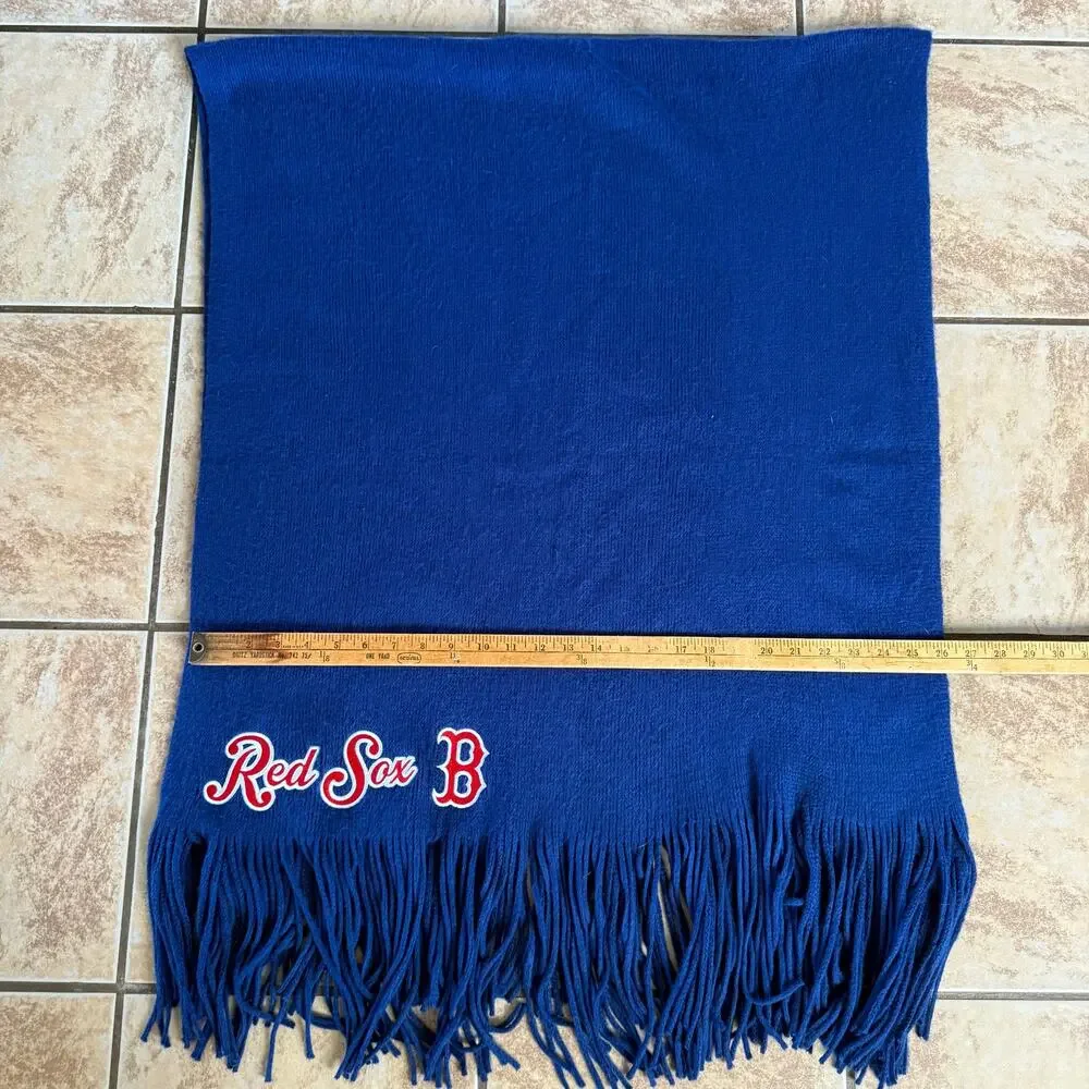 Boston‎ Red Sox Blanket Scarf Wrap Blue With Tassels MLB Baseball Soft Warm